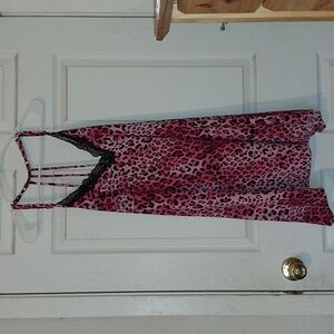 Secret Treasures Pink Leopard Chemise with Black Lace